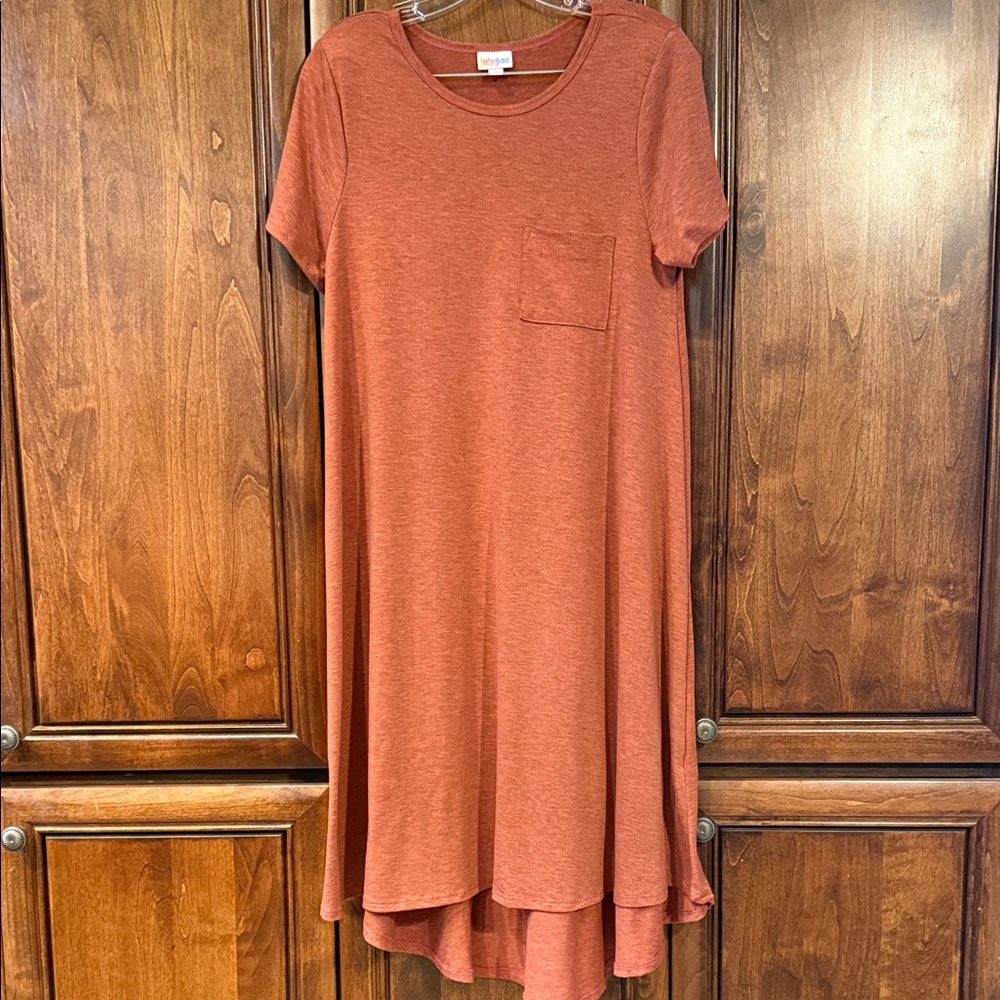 LuLaRoe Carly Rust Orange T-Shirt Dress